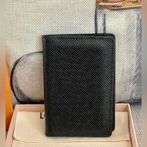 ⭐️COA⭐️LOUIS VUITTON Taiga Leather Pocket Organizer NM W/Box&Dust-bag💥Authentic